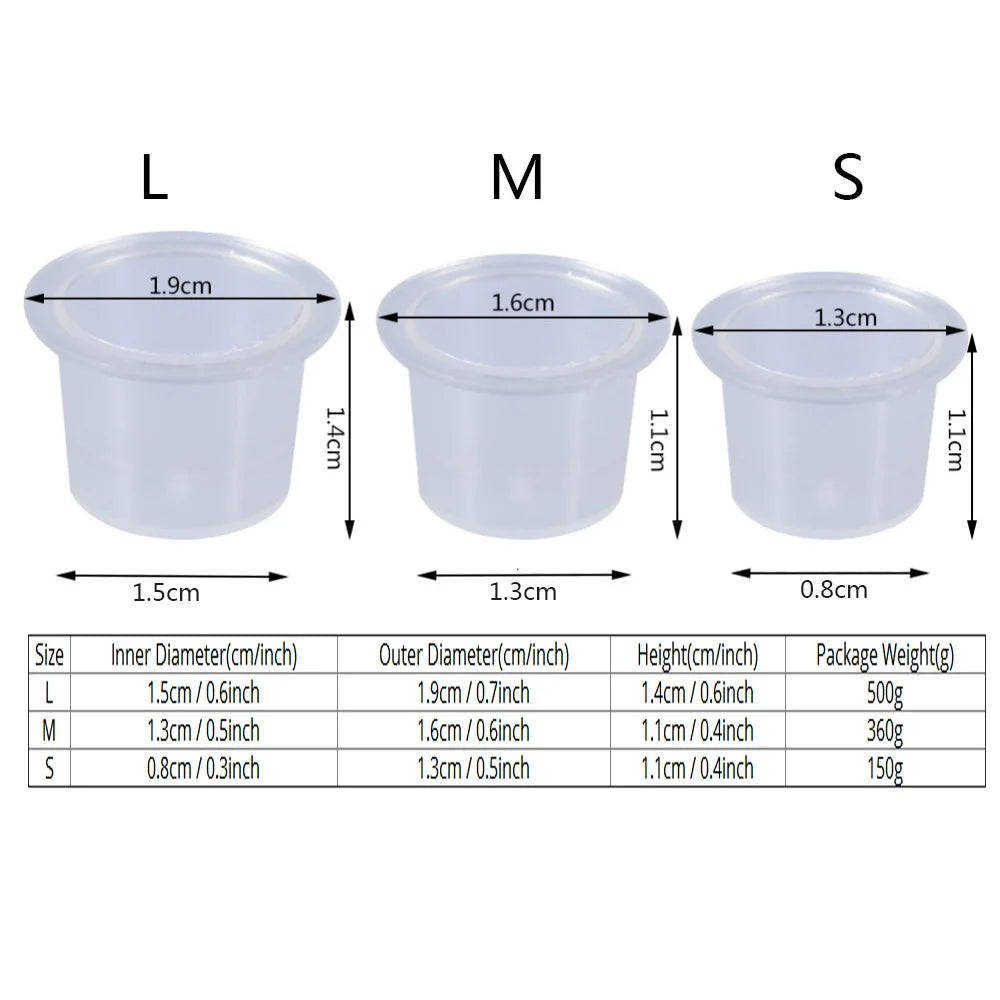 100 godets jetables en plastique (tailles S/M/L)
