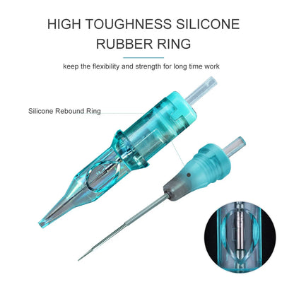 10Pcs Cartridge Tattoo Needles RL/RS/RM/M1 Disposable Safety Sterilized Tattoo Needle For Cartridge Machines Grips #12 #10 #08