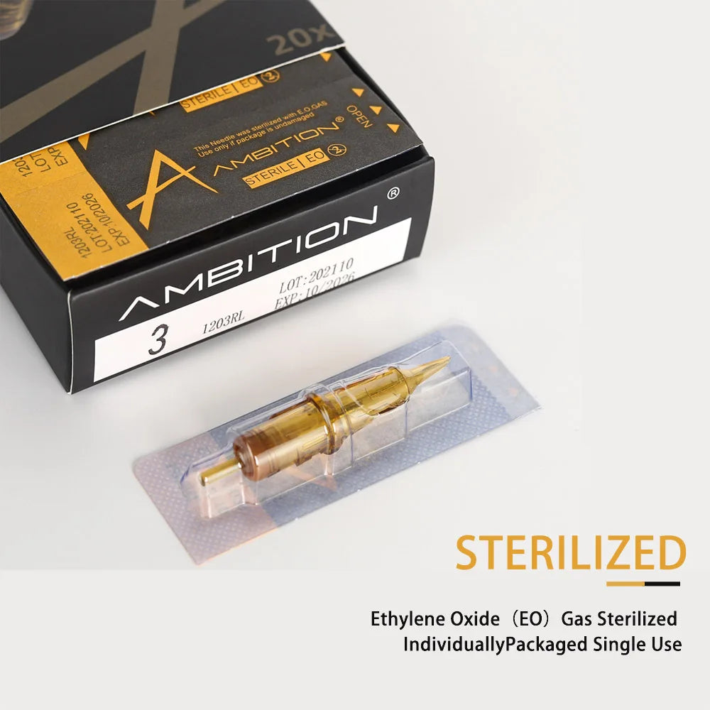 Ambition Glory RL 08/10/12 Tattoo Cartridge Needles 20pcs Disposable Sterilized Safety Tattoo Needle for Cartridge Machine Grips