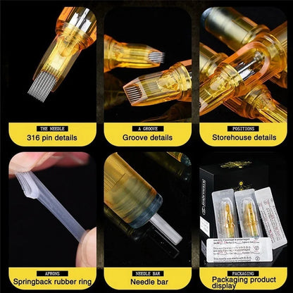 20PCS Tattoo Needle Permanent Makeup Cartridge Needles For Tattoo Machine Kit Eyebrow Needle RL/RS/RM/M1 1/3/5/7/9/11/14RL 3/5RS