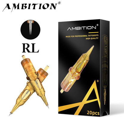 Ambition Glory RL 08/10/12 Tattoo Cartridge Needles 20pcs Disposable Sterilized Safety Tattoo Needle for Cartridge Machine Grips