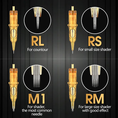 Ambition Glory RL 08/10/12 Tattoo Cartridge Needles 20pcs Disposable Sterilized Safety Tattoo Needle for Cartridge Machine Grips