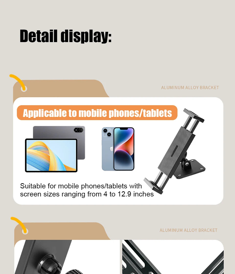 Support mural réglable pour tablette et téléphone | rotatif à 360 degrés