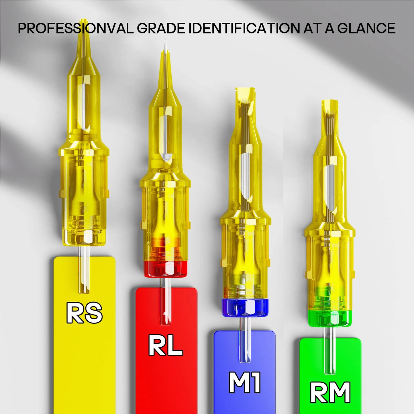 Cartouches d'Aiguilles Tatouage Troytatu PRO 50 Pièces – 316 Inox, Stérilisées EO Gas, 4 Types RL/RS/RM/M1
