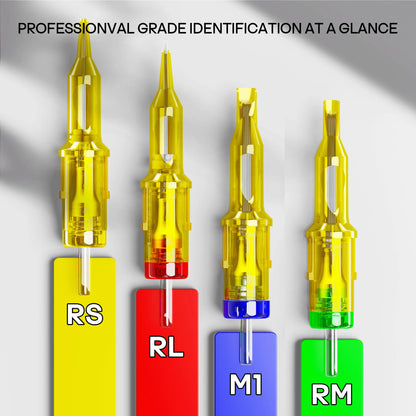Cartouches d'Aiguilles Tatouage Troytatu PRO 50 Pièces – 316 Inox, Stérilisées EO Gas, 4 Types RL/RS/RM/M1