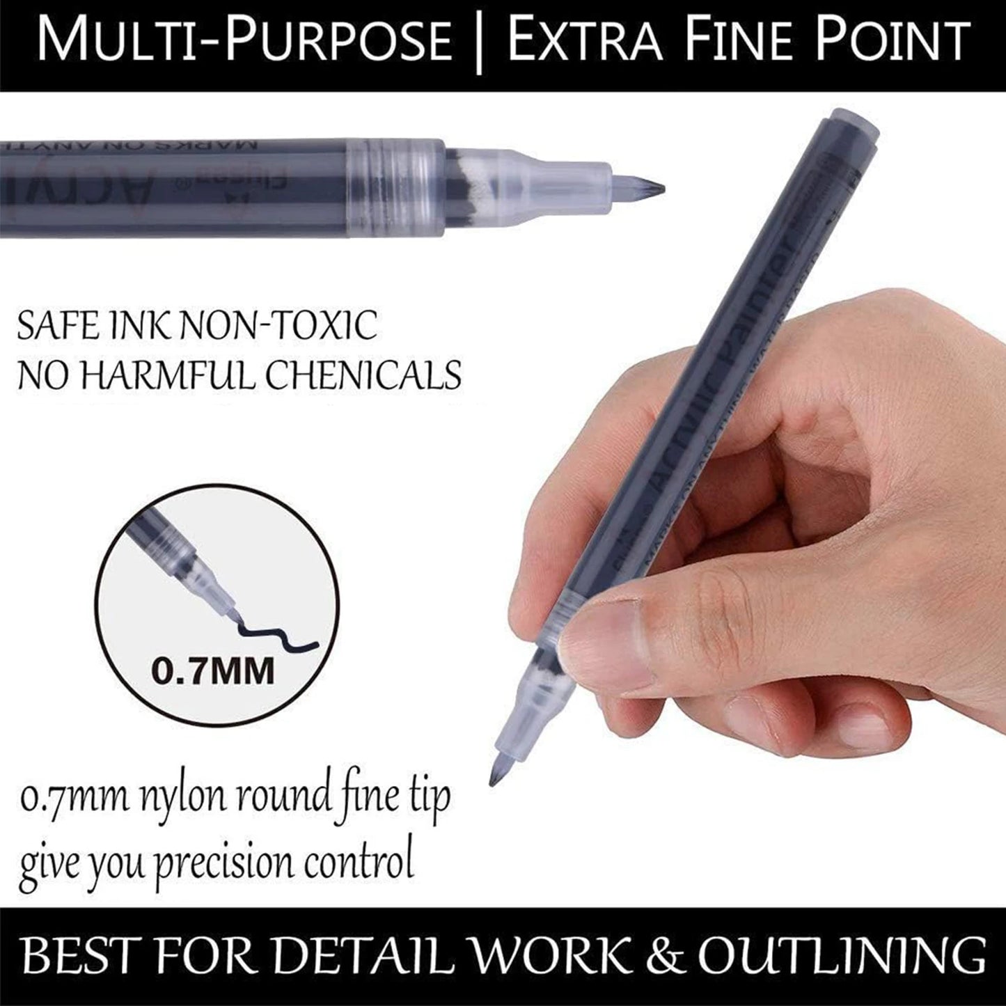 Lot de stylo de peinture acrylique noire