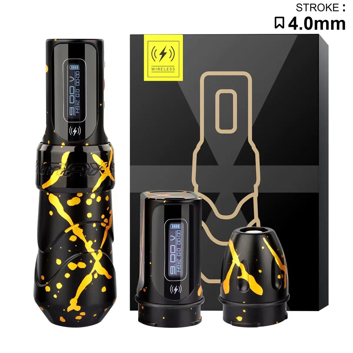 Flux MAX 4.0MM Rotating Tattoo Machine Wireless Permanent Makeup Machine 2400mAh Large Two Battery LED Display Screen Artist
