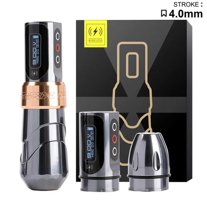 Flux MAX 4.0MM Rotating Tattoo Machine Wireless Permanent Makeup Machine 2400mAh Large Two Battery LED Display Screen Artist