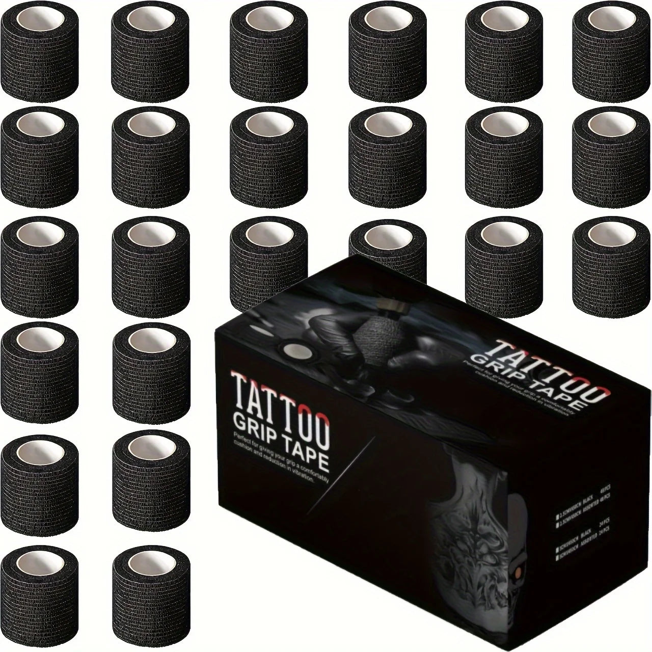3/6/12/24/48 PCS Tattoo Grip Cover Wrap Disposable Black  Bandage For Tattoo Grip Bandage Machine Tape Tube Accessories