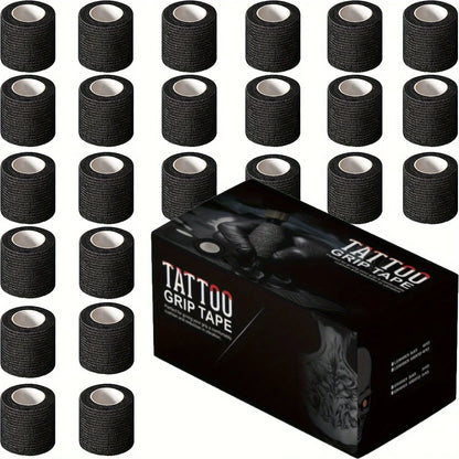 3/6/12/24/48 PCS Tattoo Grip Cover Wrap Disposable Black  Bandage For Tattoo Grip Bandage Machine Tape Tube Accessories