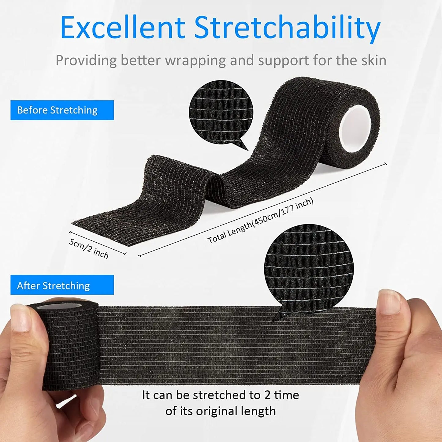 3/6/12/24/48 PCS Tattoo Grip Cover Wrap Disposable Black  Bandage For Tattoo Grip Bandage Machine Tape Tube Accessories