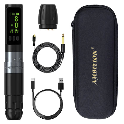 Ambition Sally Coreless Motor Adjustable Stroke Wireless Machine Tattoo Pen 2.0mm-3.5mm Rotary Permanent Makeup Tattoo Supplies