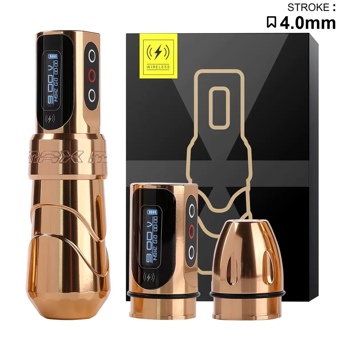 Flux MAX 4.0MM Rotating Tattoo Machine Wireless Permanent Makeup Machine 2400mAh Large Two Battery LED Display Screen Artist